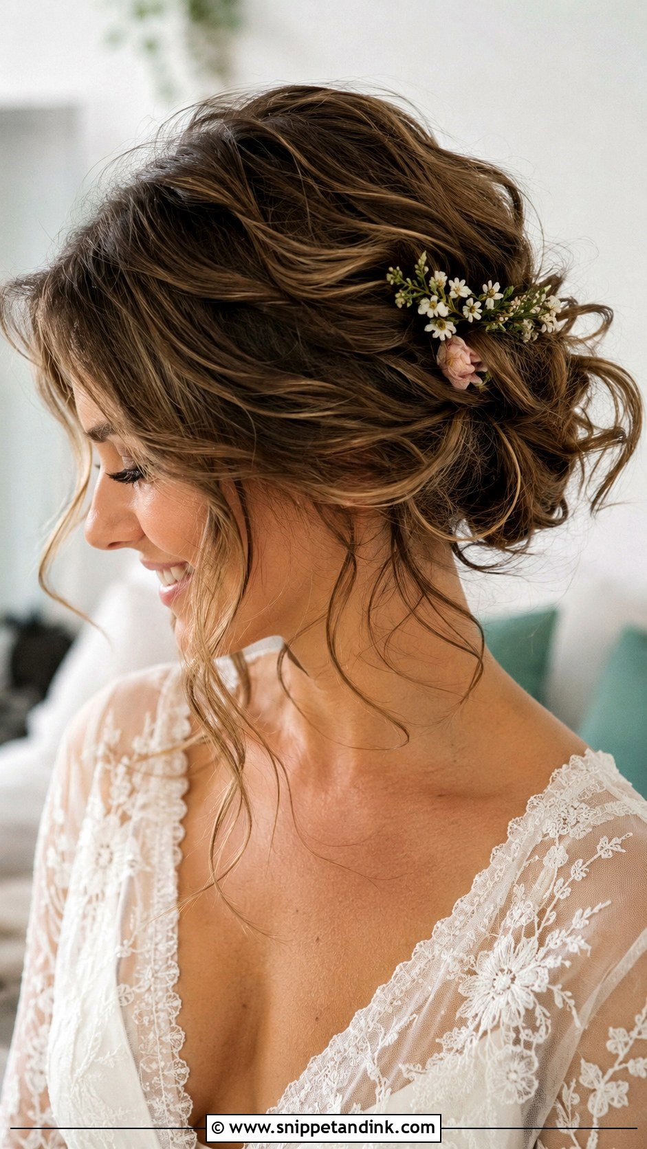 Messy Waves Updo for Short Hair - Snippet and Ink - 20 Short Hair Waves Wedding