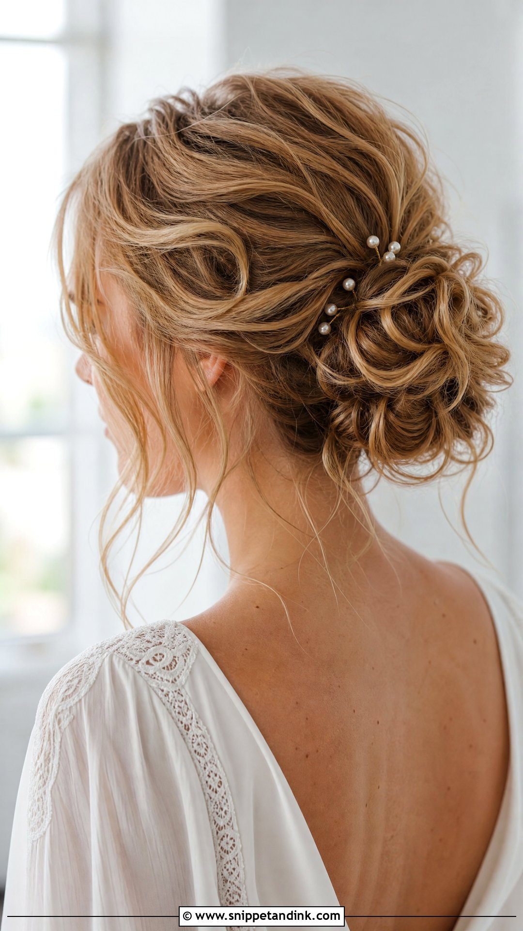 Messy Wavy Bun Wedding Hair - Snippet and Ink - 20 Wavy Hair Wedding Hairstyles