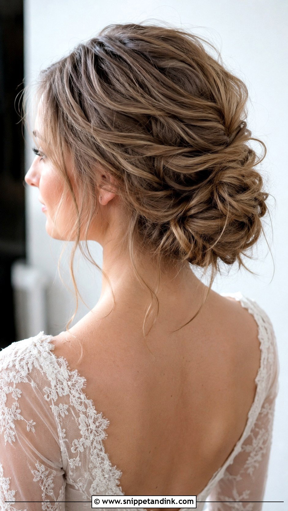 Messy Wedding Bun For Long Hair - Snippet and Ink - 15 Upstyles for Long Hair Wedding