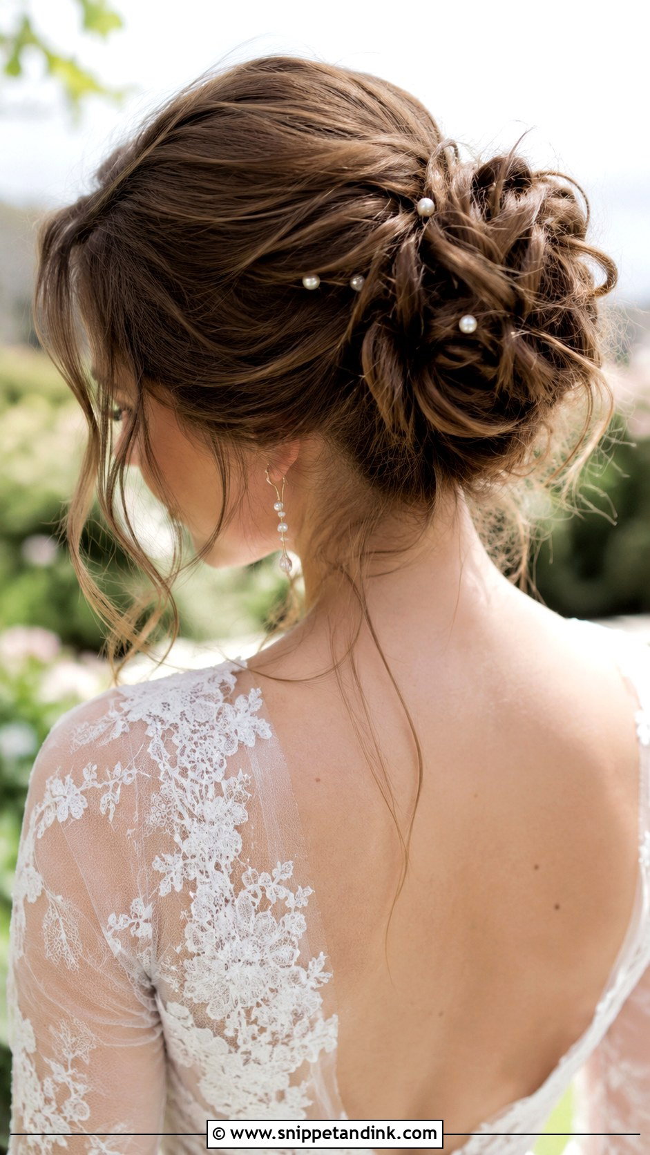 Messy Wedding Bun With Pearls - Snippet and Ink - 15 Wedding Bun with Pearls Ideas