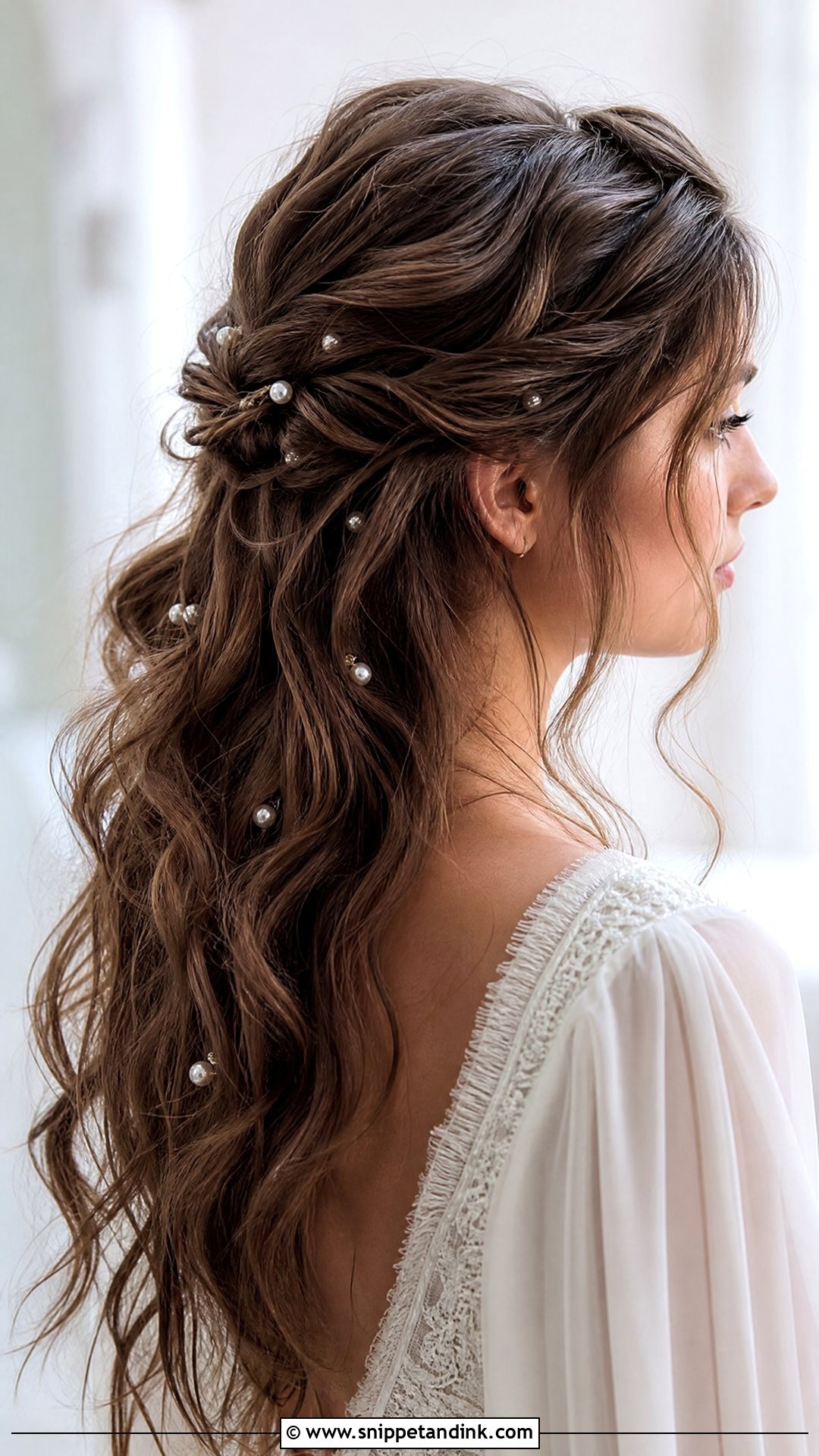Messy Wedding Hairstyle With Pearls - Snippet and Ink - 20 Messy Wedding Hairstyles