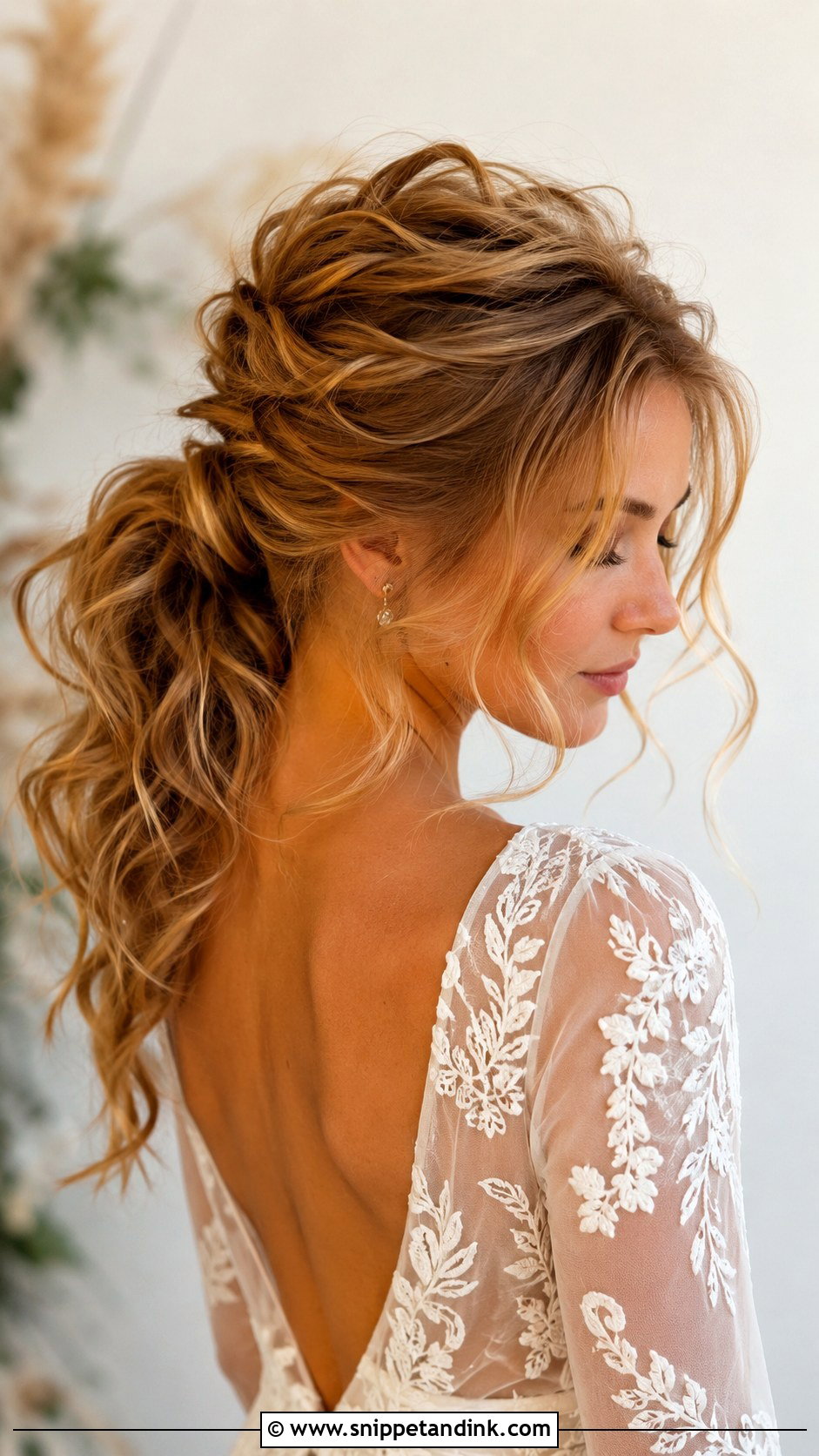 Messy Wedding Ponytail Updo - Snippet and Ink - 15 Wedding Updos for Long Hair Ponytail