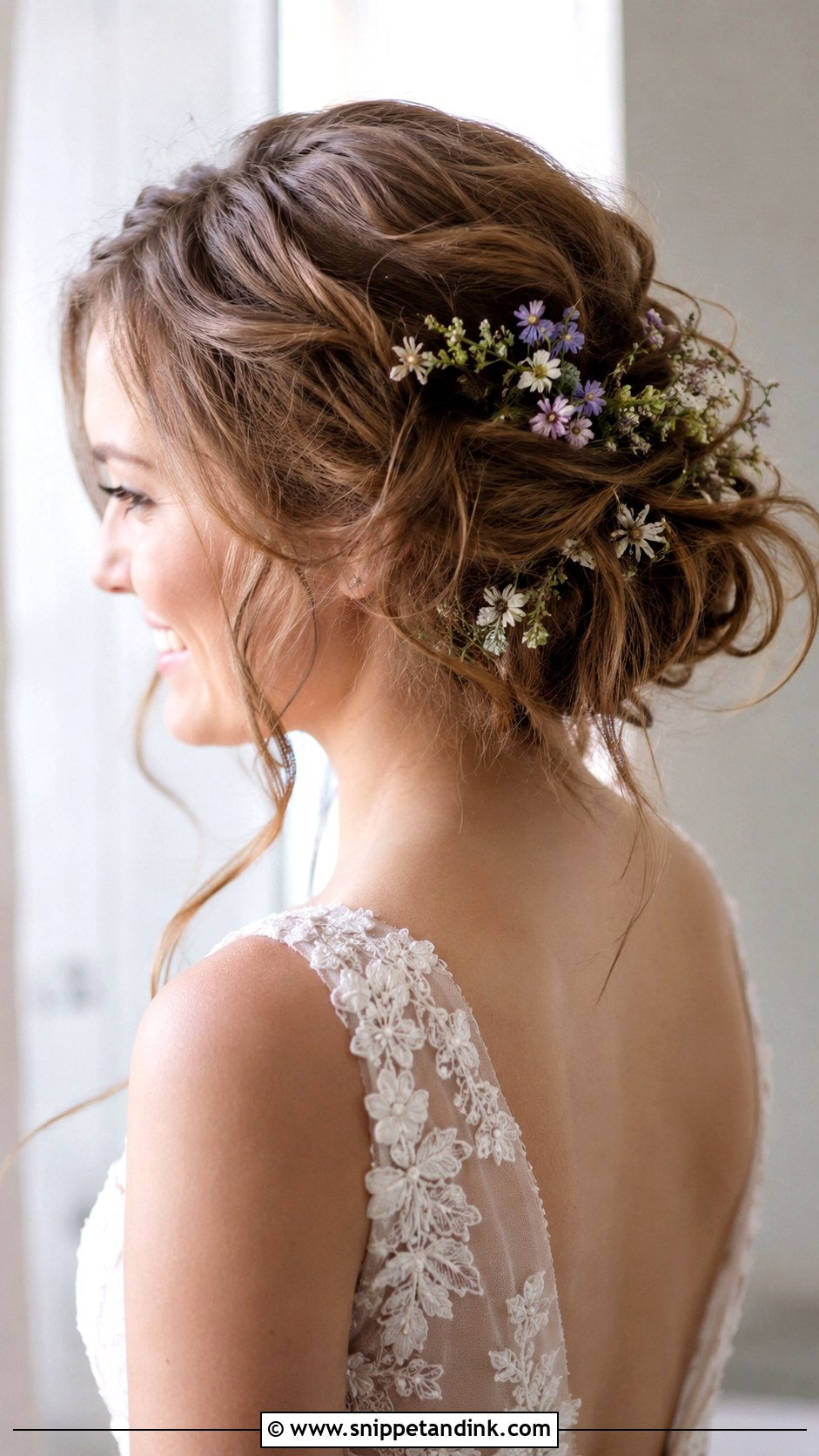 Messy Wedding Updo With Flowers - Snippet and Ink - 15 Wedding Hair Updo with Flowers Ideas