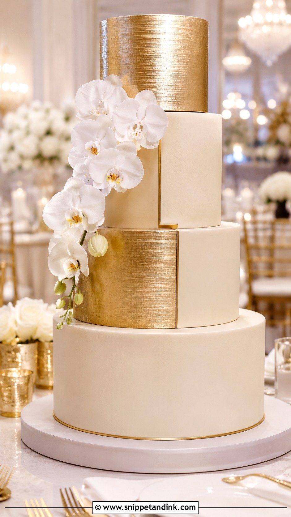 Metallic Wedding Cake - Snippet and Ink - 20 Dramatic Wedding Cake Ideas