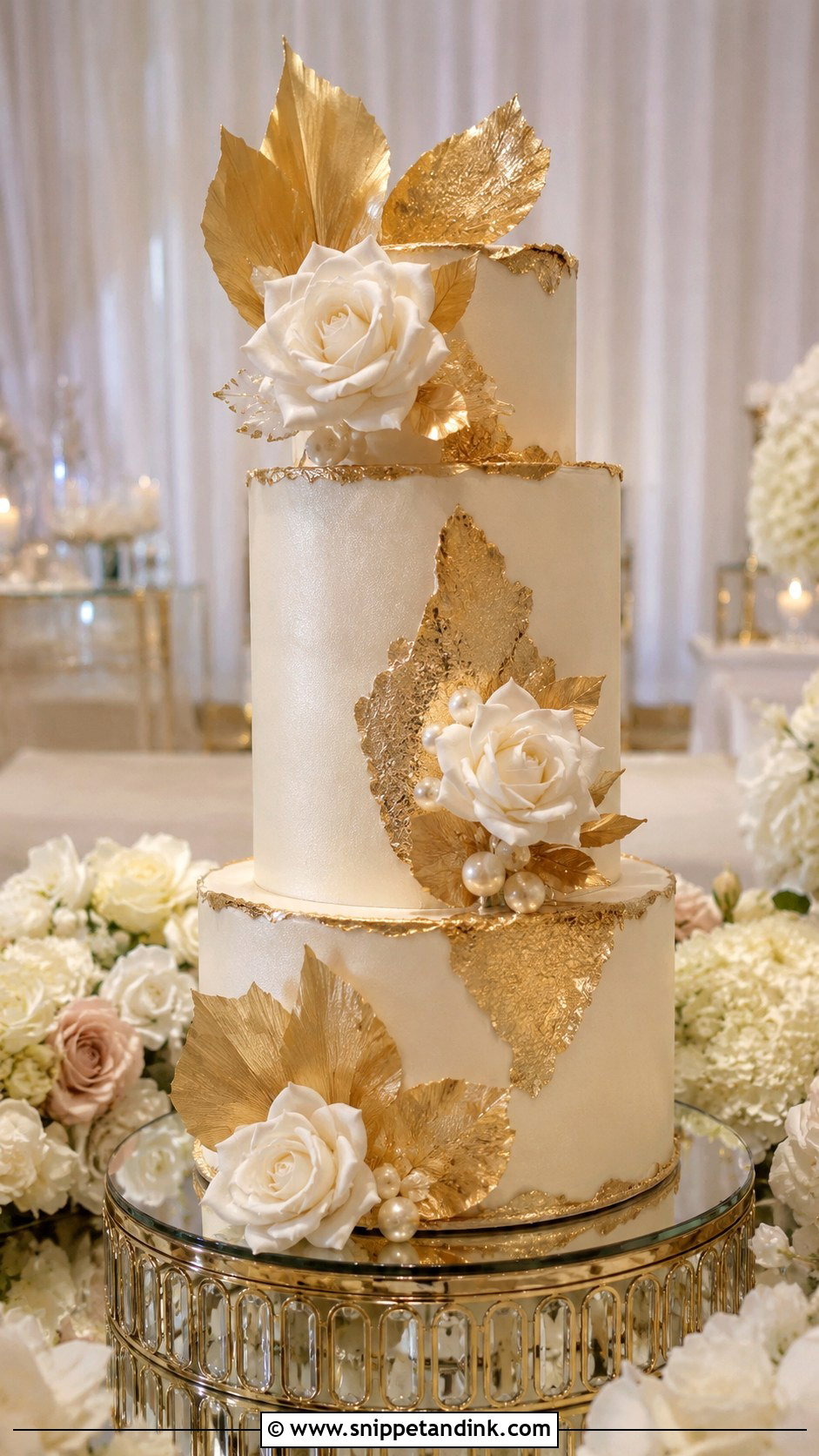 Metallic Wedding Cake - Snippet and Ink - 20 Wedding Cake Decorating Techniques