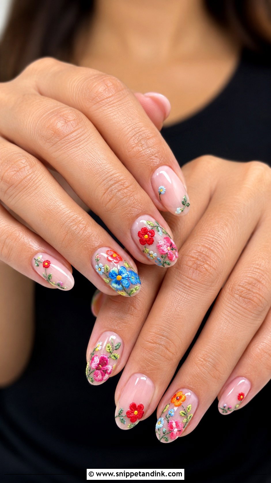 Mexican Embroidered Flower Nails - Snippet and Ink - 20 Mexican Wedding Nails