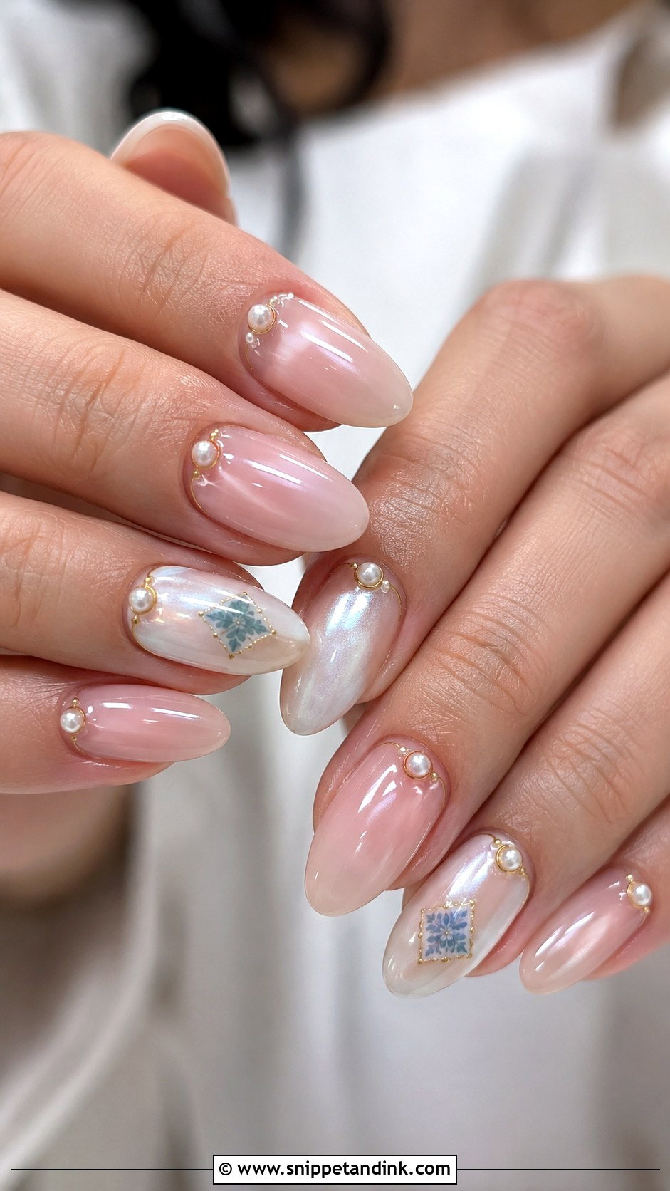 Mexican Pearl Accent Nails - Snippet and Ink - 20 Mexican Wedding Nails