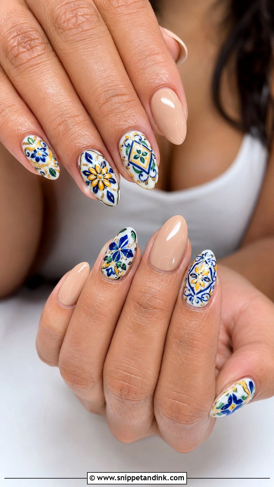 Mexican Tile Accent Nails - Snippet and Ink - 20 Mexican Wedding Nails