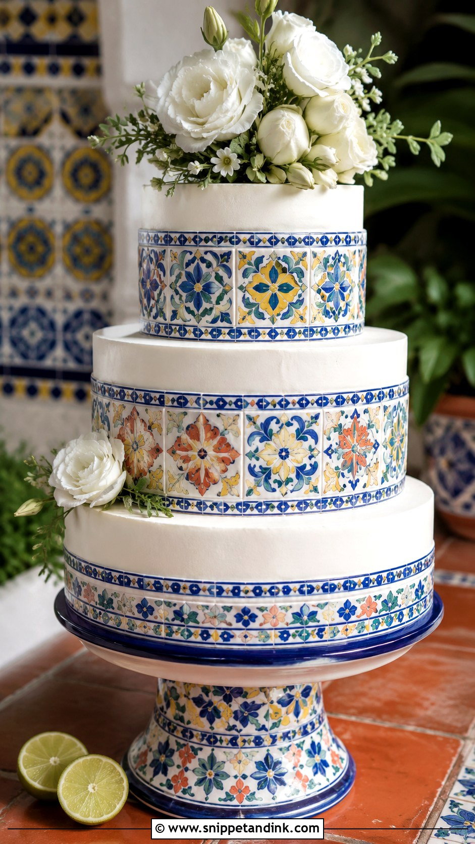 Mexican Tile Wedding Cake - Snippet and Ink - 20 Mexican Inspired Wedding Cake Ideas