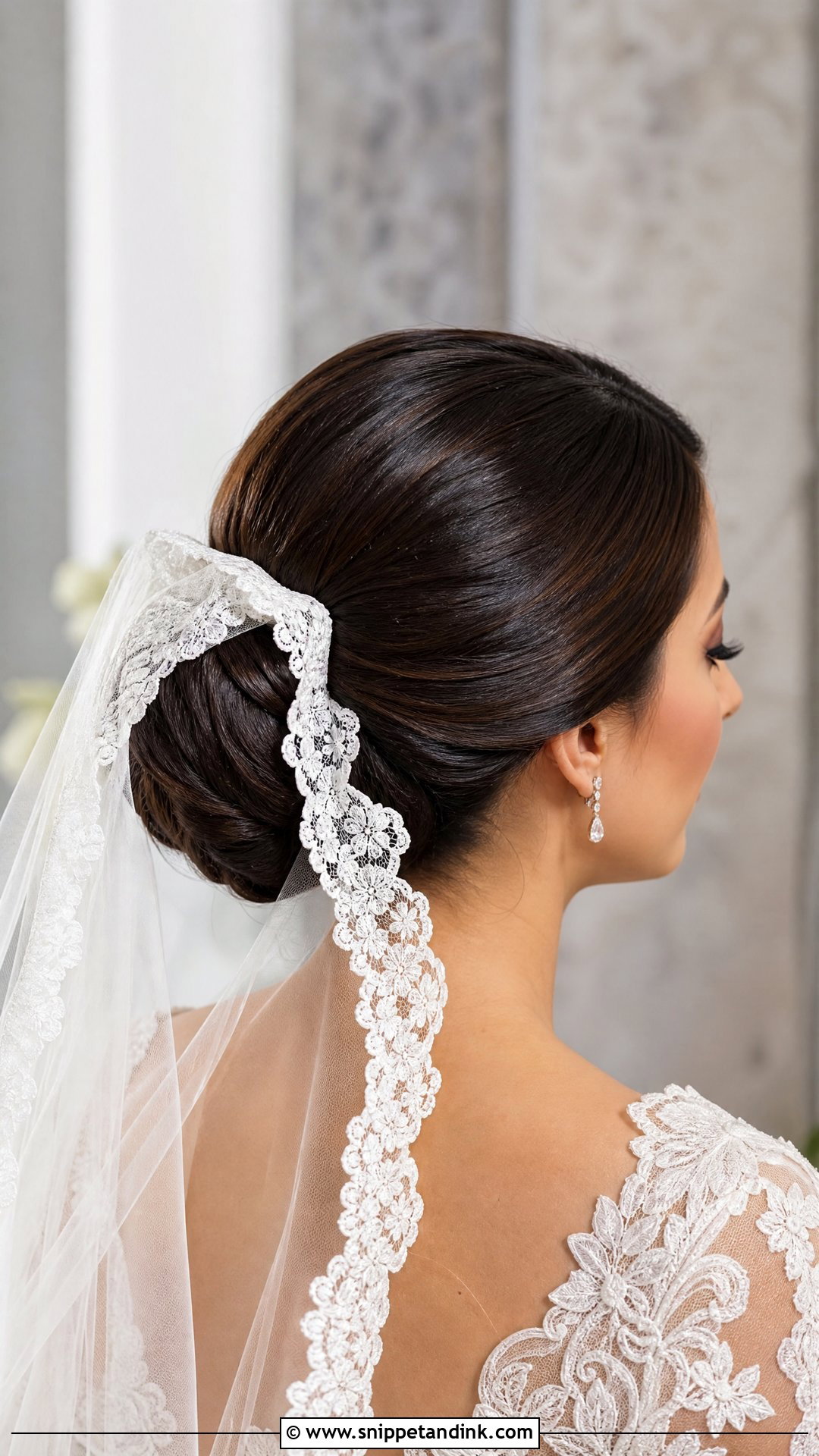 Mexican Wedding Chignon With Mantilla Veil - Snippet and Ink - 20 Mexican Wedding Hairstyles