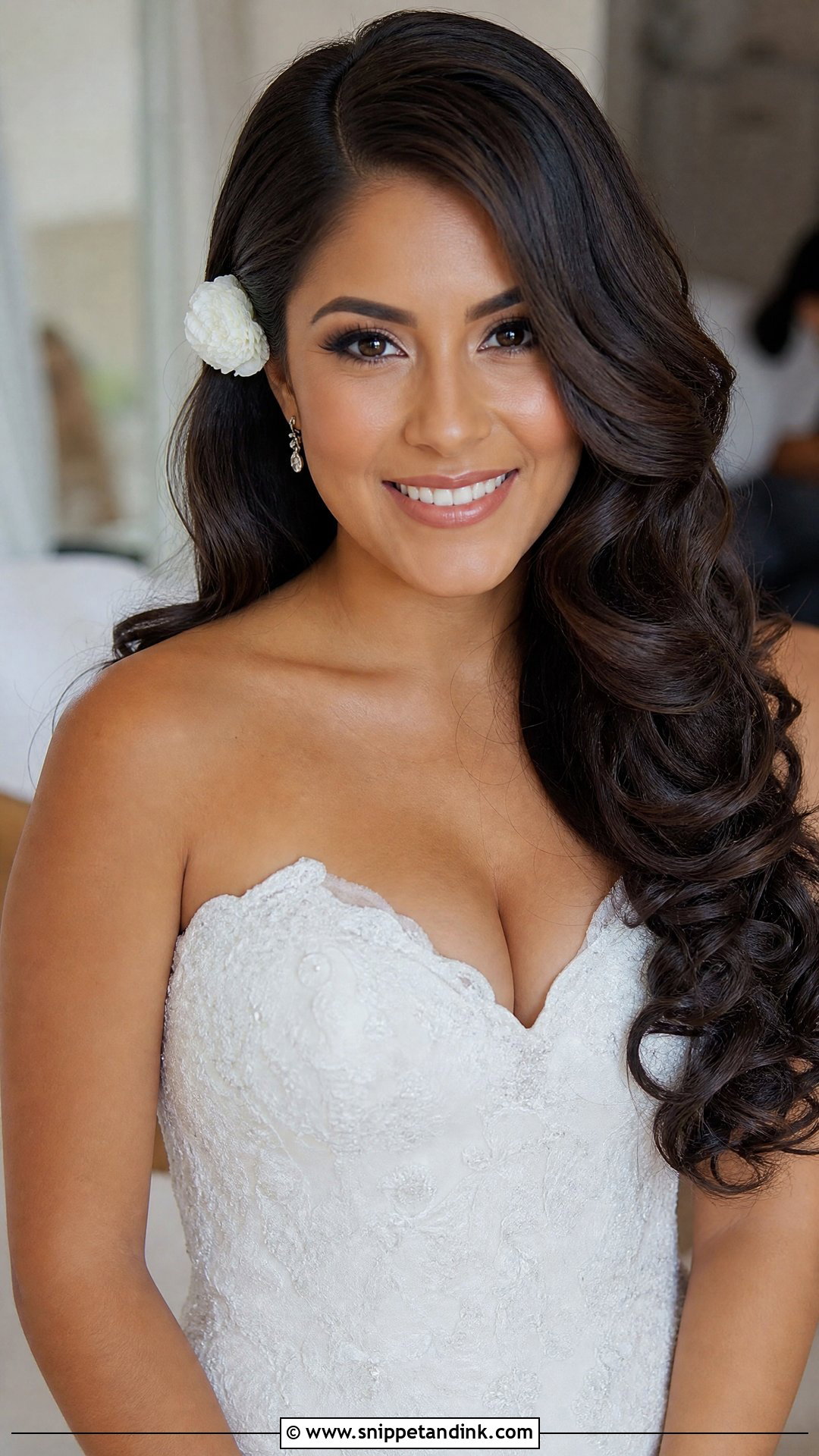 Mexican Wedding Long Curls With Side Part - Snippet and Ink - 20 Mexican Wedding Hairstyles