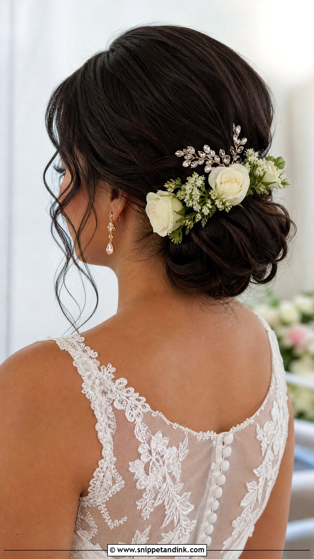 Mexican Wedding Low Bun With Flowers - Snippet and Ink - 20 Mexican Wedding Hairstyles