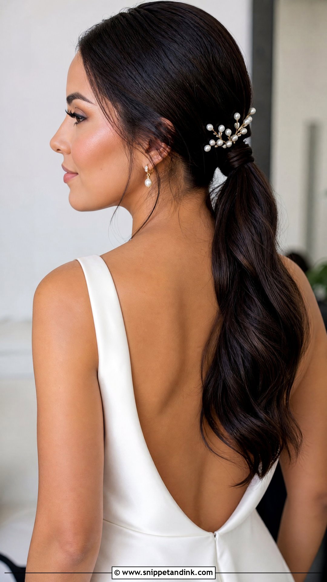 Mexican Wedding Sleek Low Ponytail - Snippet and Ink - 20 Mexican Wedding Hairstyles