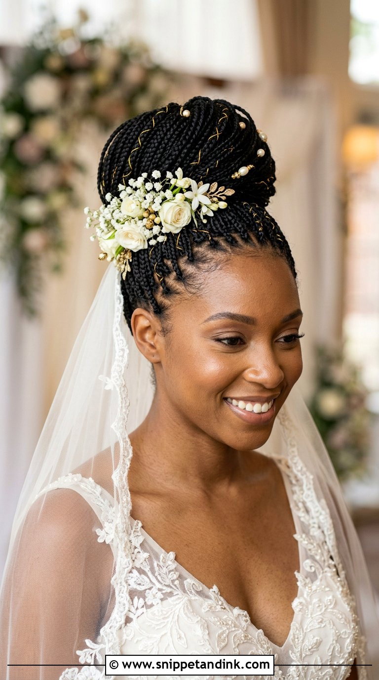 Micro Braids Updo for Black Brides - Snippet and Ink - 20 Braids for Wedding Hair Black Women