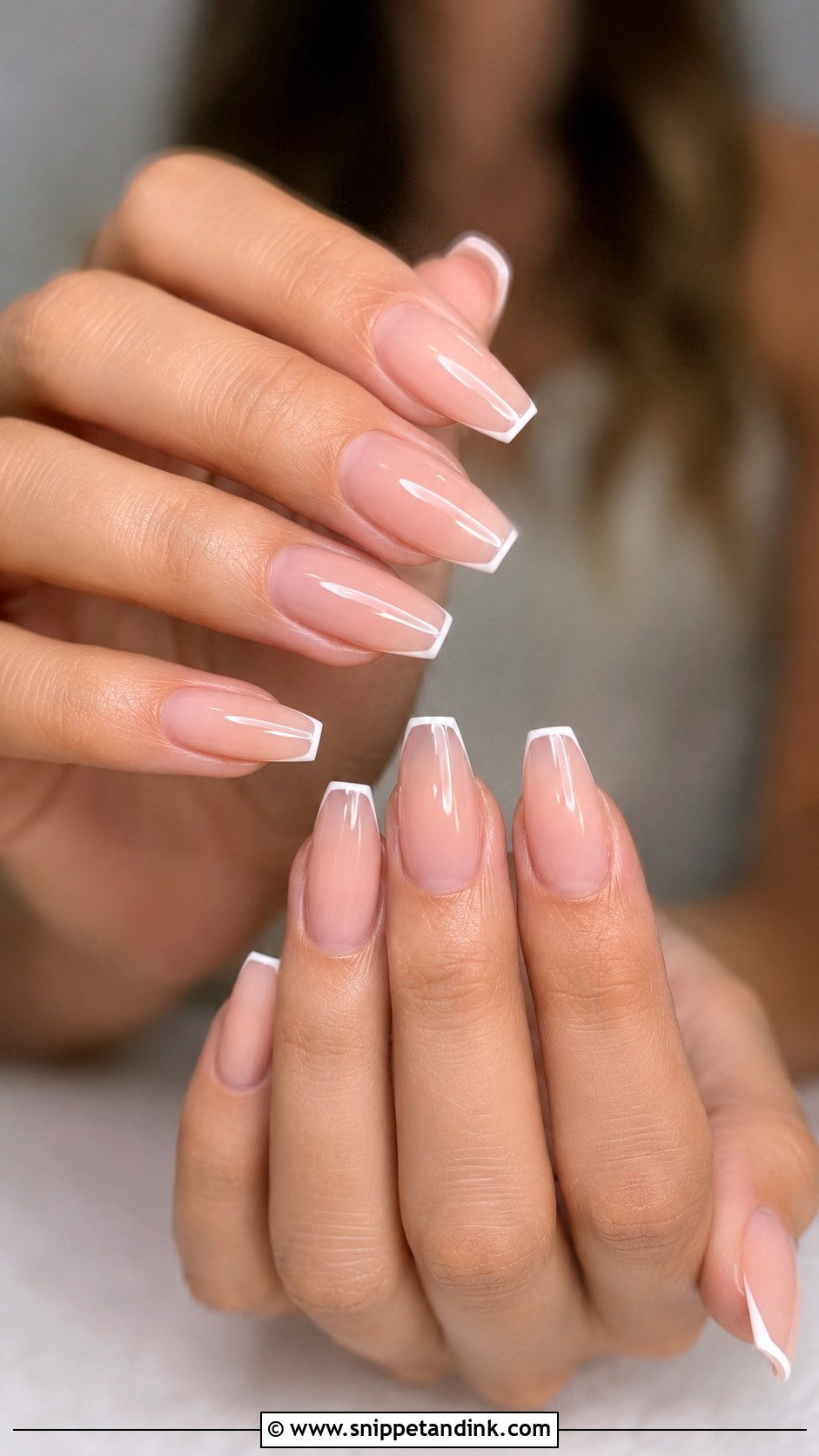 Micro French Coffin Bridal Nails - Snippet and Ink - 20 Coffin Shape Bridal Nails