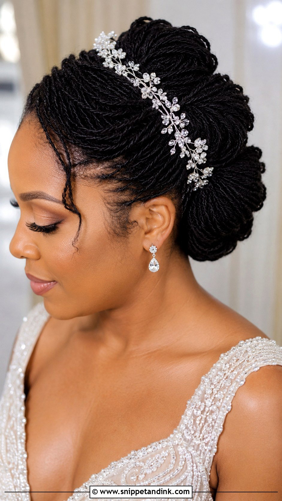 Microlocs Bridal Updo - Snippet and Ink - 20 Dreadlocks Wedding Hairstyles Brides