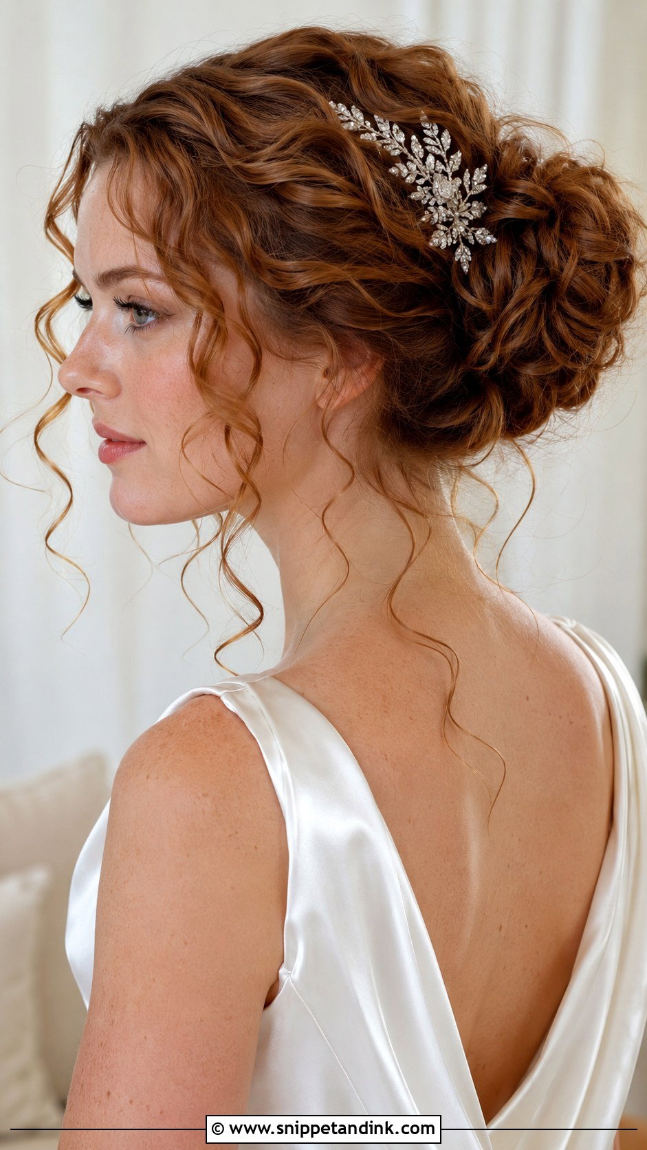 Mid Bun With Loose Curls - Snippet and Ink - 20 Mid Bun Wedding Hair Ideas