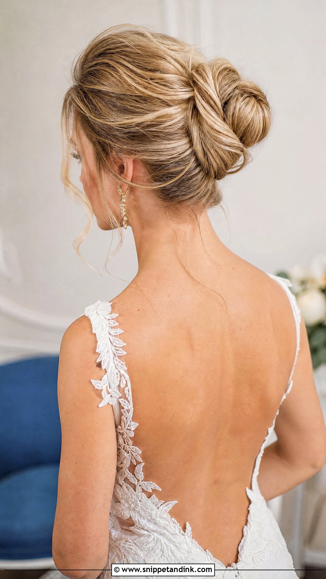 Mid Height Bun For Long Hair Wedding Hairstyle - Snippet and Ink - 20 Mid Height Bun Wedding Ideas