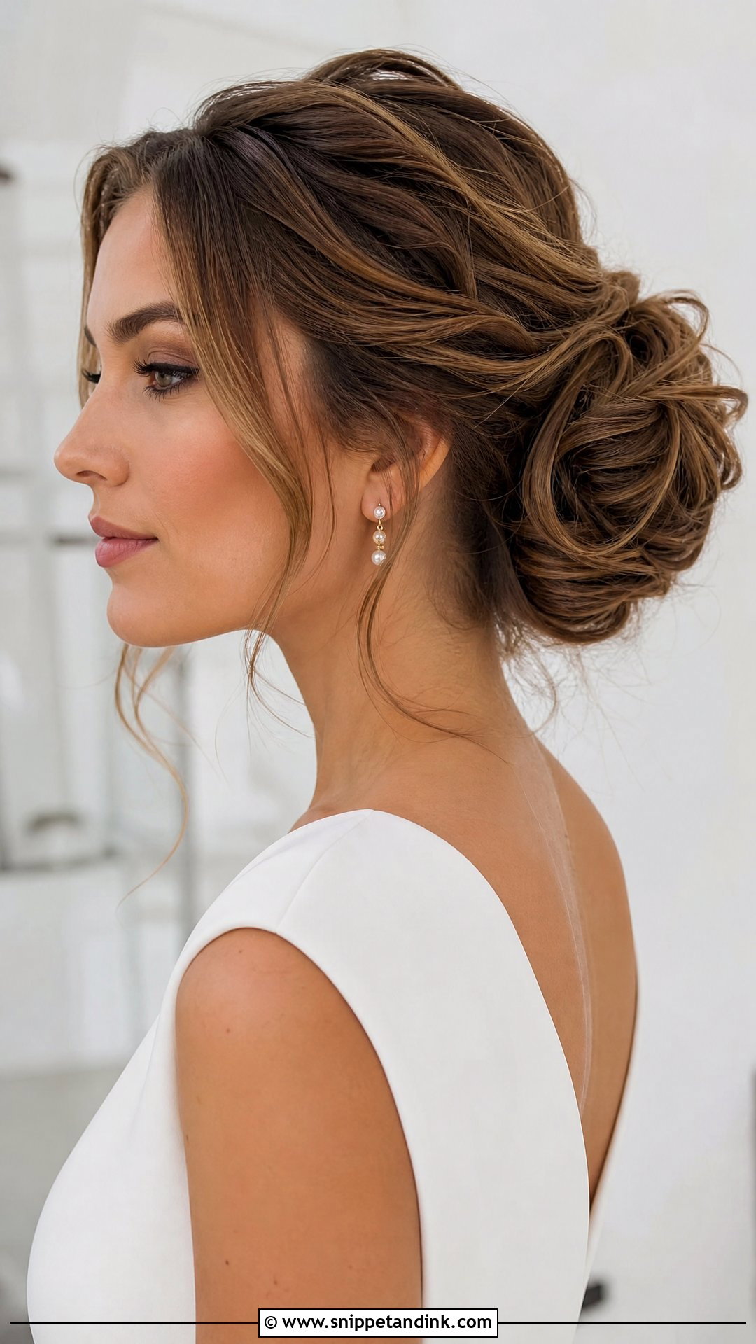 Mid Height Bun For Medium Hair Wedding Hairstyle - Snippet and Ink - 20 Mid Height Bun Wedding Ideas