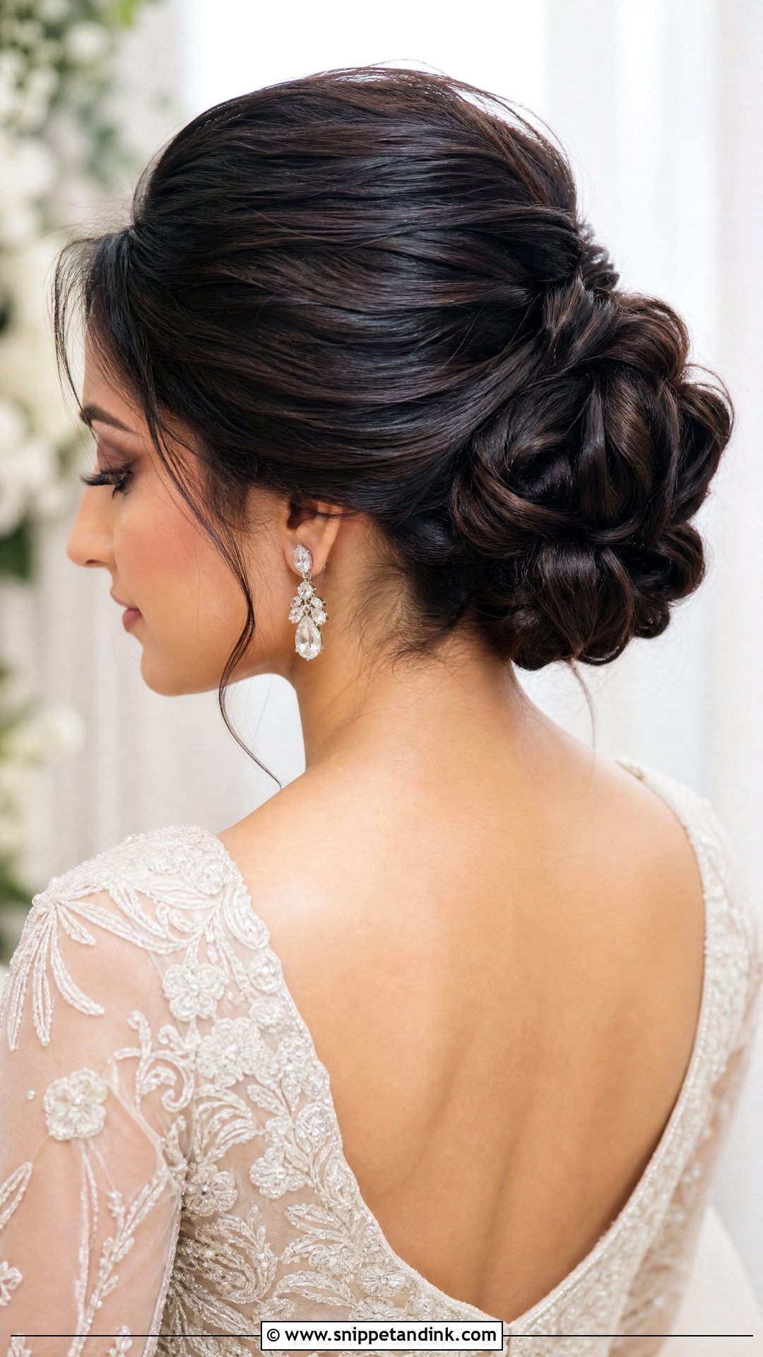 Mid Height Bun For Thick Hair Wedding Hairstyle - Snippet and Ink - 20 Mid Height Bun Wedding Ideas