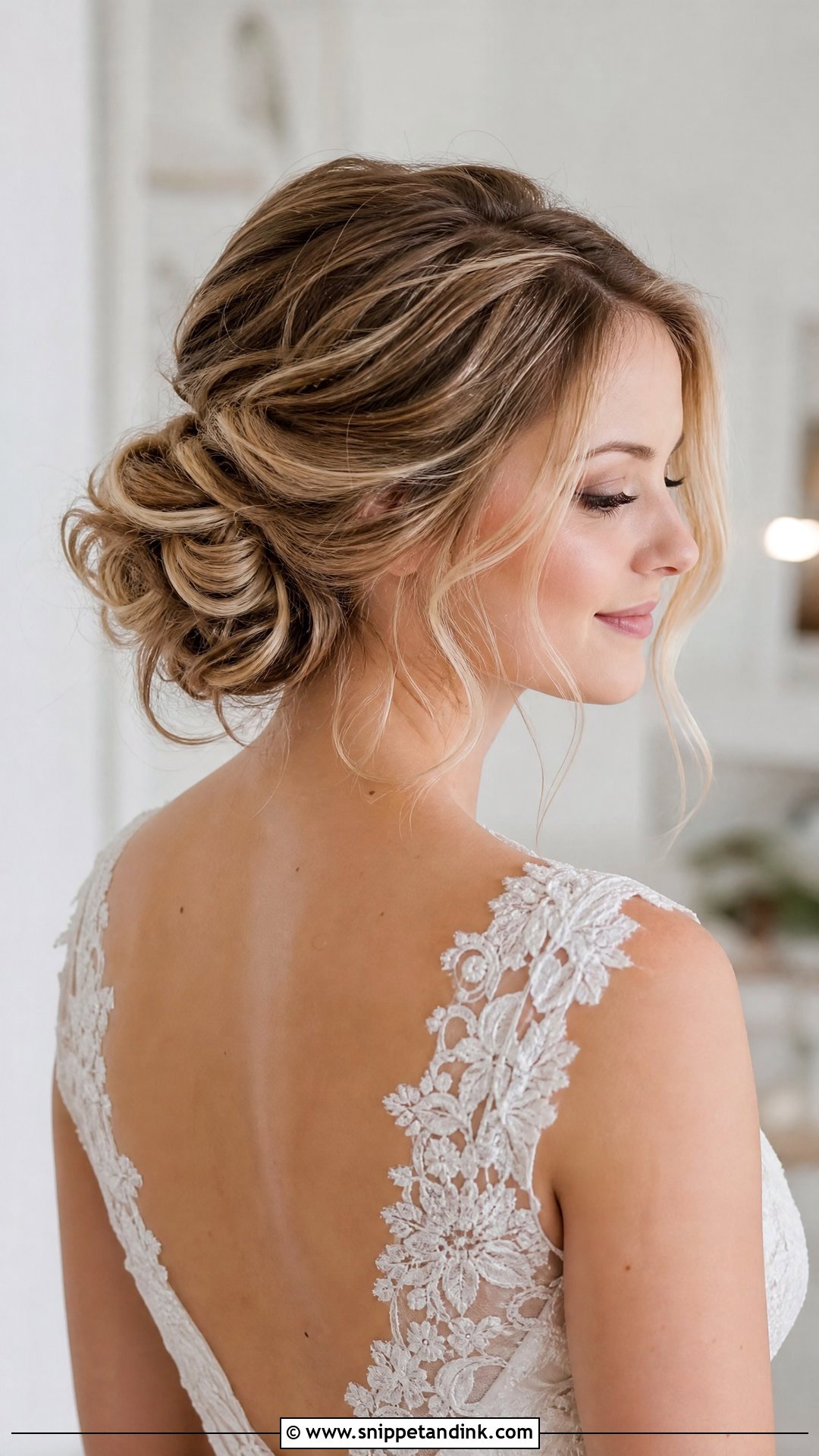 Mid Height Textured Bun Wedding Hairstyle - Snippet and Ink - 20 Mid Height Bun Wedding Ideas