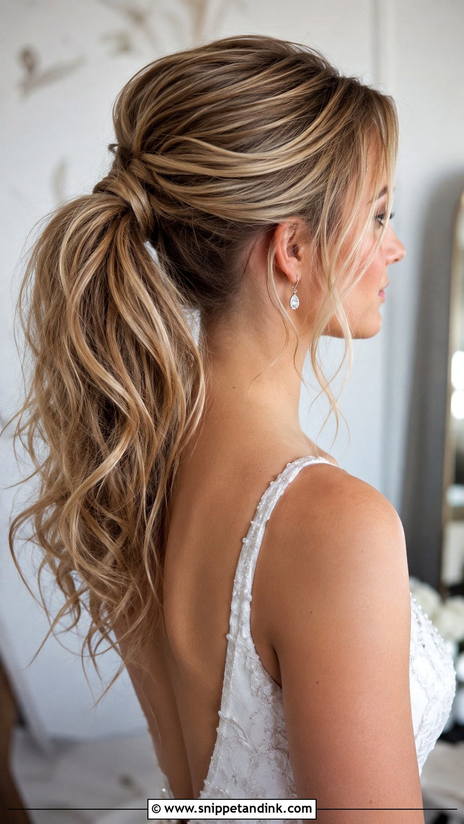 Mid Height Textured Ponytail - Snippet and Ink - 20 Textured Ponytail Wedding Ideas