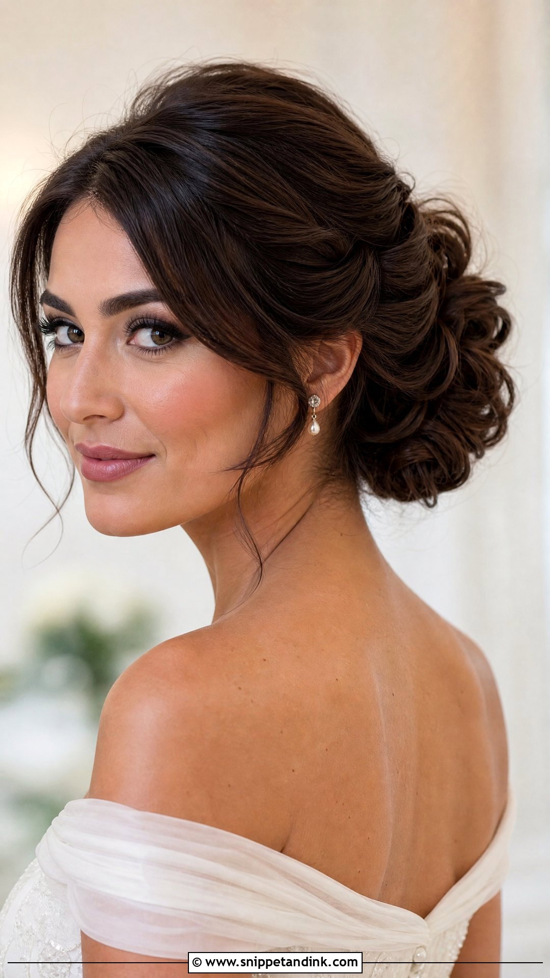 Mid Height Twisted Bun Wedding Hairstyle - Snippet and Ink - 20 Mid Height Bun Wedding Ideas