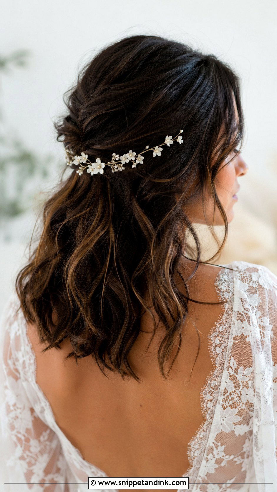 Mid Length Bridal Boho Waves - Snippet and Ink - 15 Mid Length Bride Hairstyles
