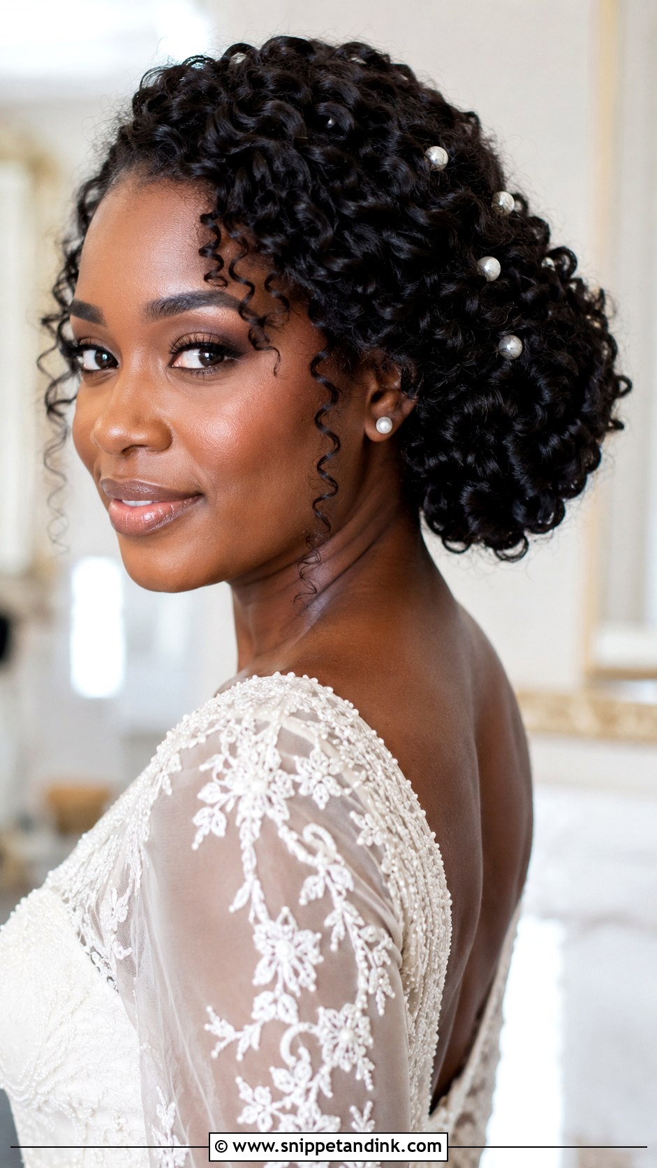 Mid Length Bridal Curly Updo - Snippet and Ink - 15 Mid Length Bride Hairstyles