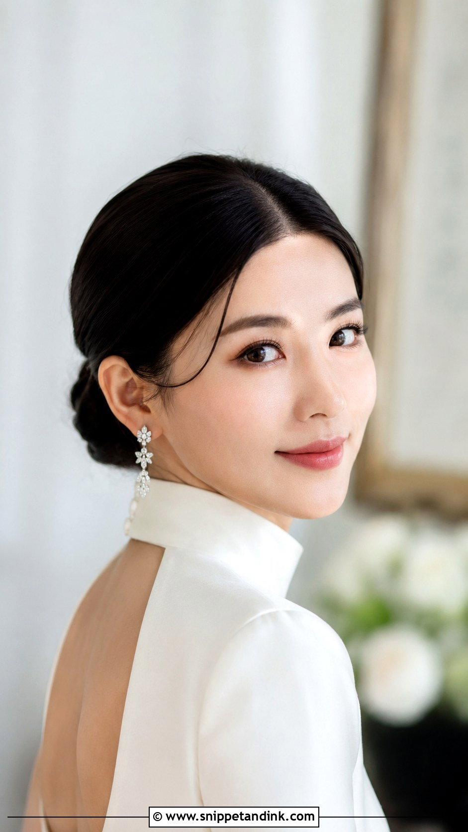 Mid Length Bridal Sleek Bun - Snippet and Ink - 15 Mid Length Bride Hairstyles