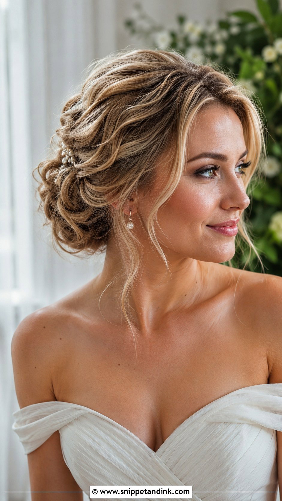 Mid Length Bridal Textured Chignon - Snippet and Ink - 15 Mid Length Bride Hairstyles