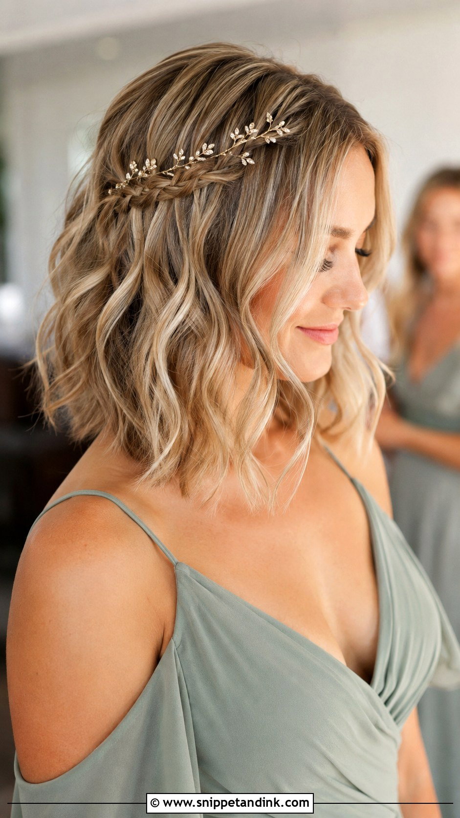 Mid Length Bridesmaid Hair Boho Waves - Snippet and Ink - 20 Mid Length Bridesmaid Hair Ideas