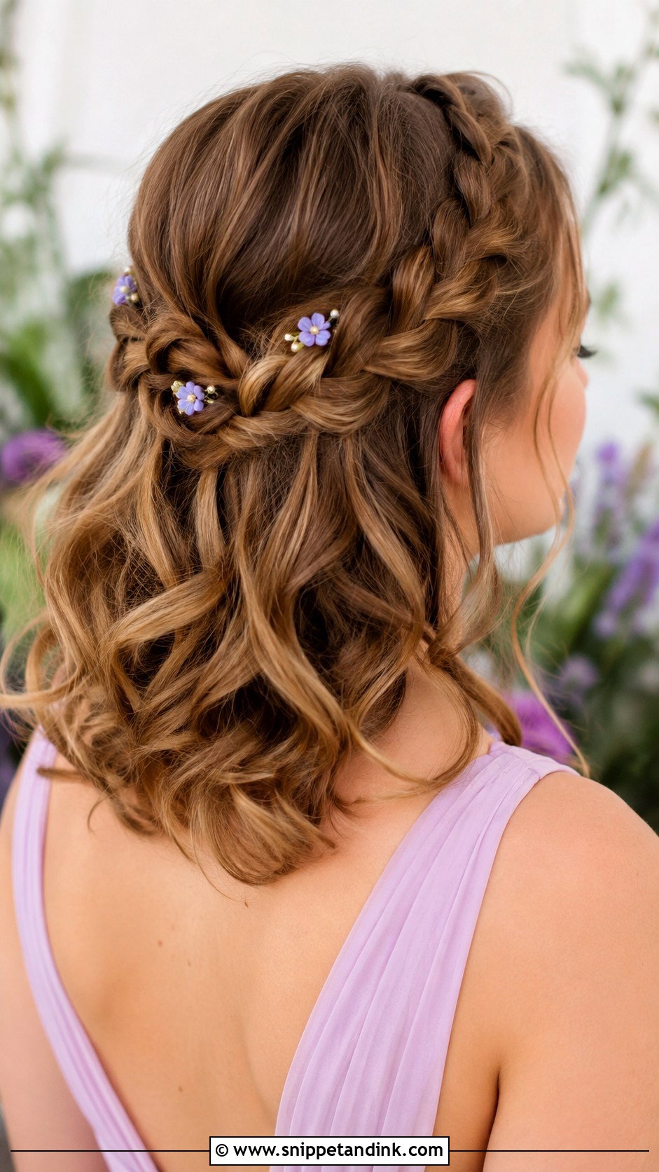 Mid Length Bridesmaid Hair Braided Crown - Snippet and Ink - 20 Mid Length Bridesmaid Hair Ideas
