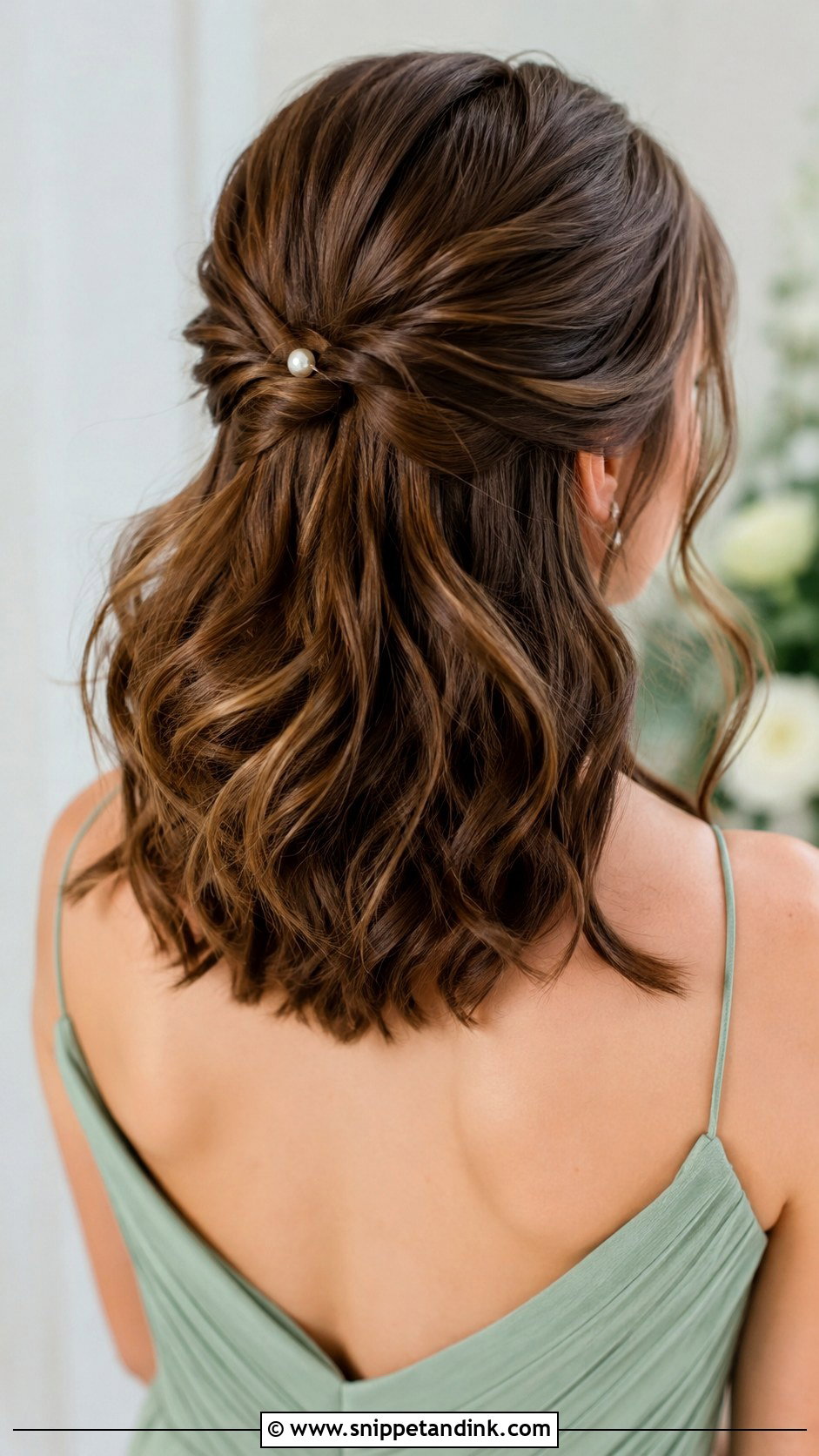 Mid Length Bridesmaid Hair Half Up Half Down - Snippet and Ink - 20 Mid Length Bridesmaid Hair Ideas