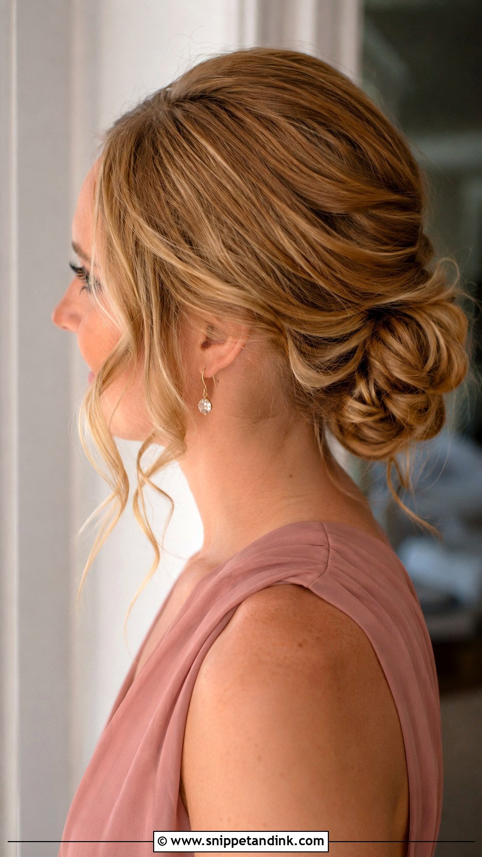 Mid Length Bridesmaid Hair Messy Bun - Snippet and Ink - 20 Mid Length Bridesmaid Hair Ideas