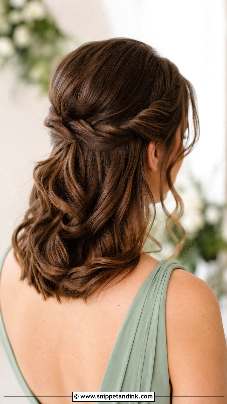 Mid Length Bridesmaid Hair Twisted Half Up - Snippet and Ink - 20 Mid Length Bridesmaid Hair Ideas