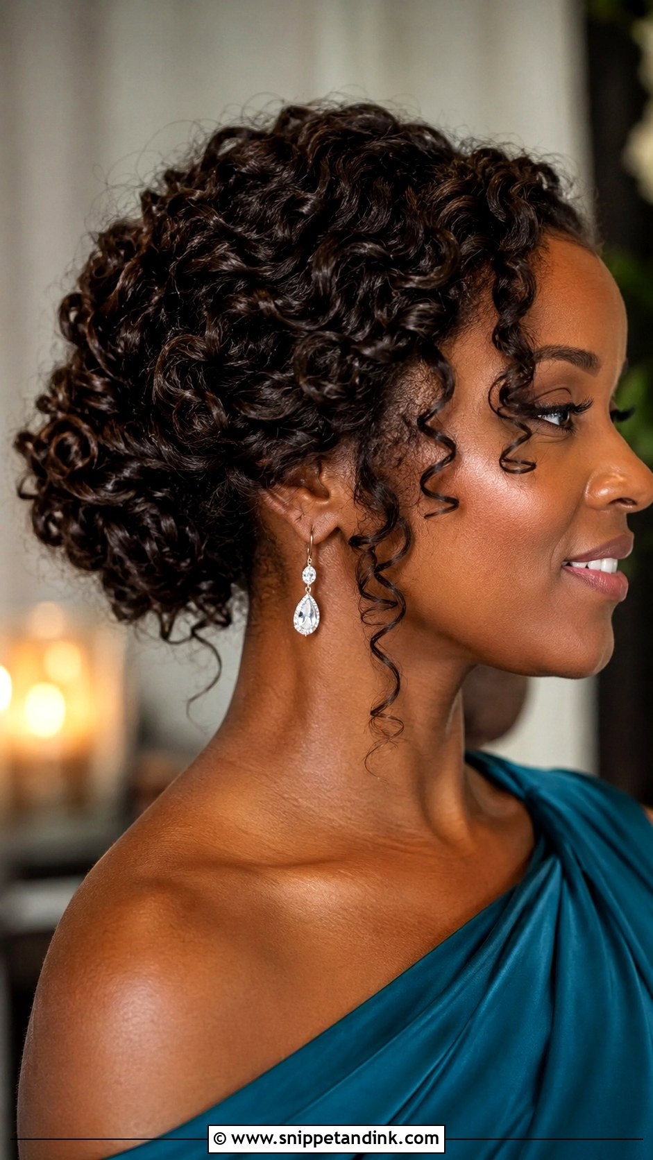 Mid Length Curly Updo Wedding Guest Hair - Snippet and Ink - 15 Wedding Guest Hair Mid Length Ideas