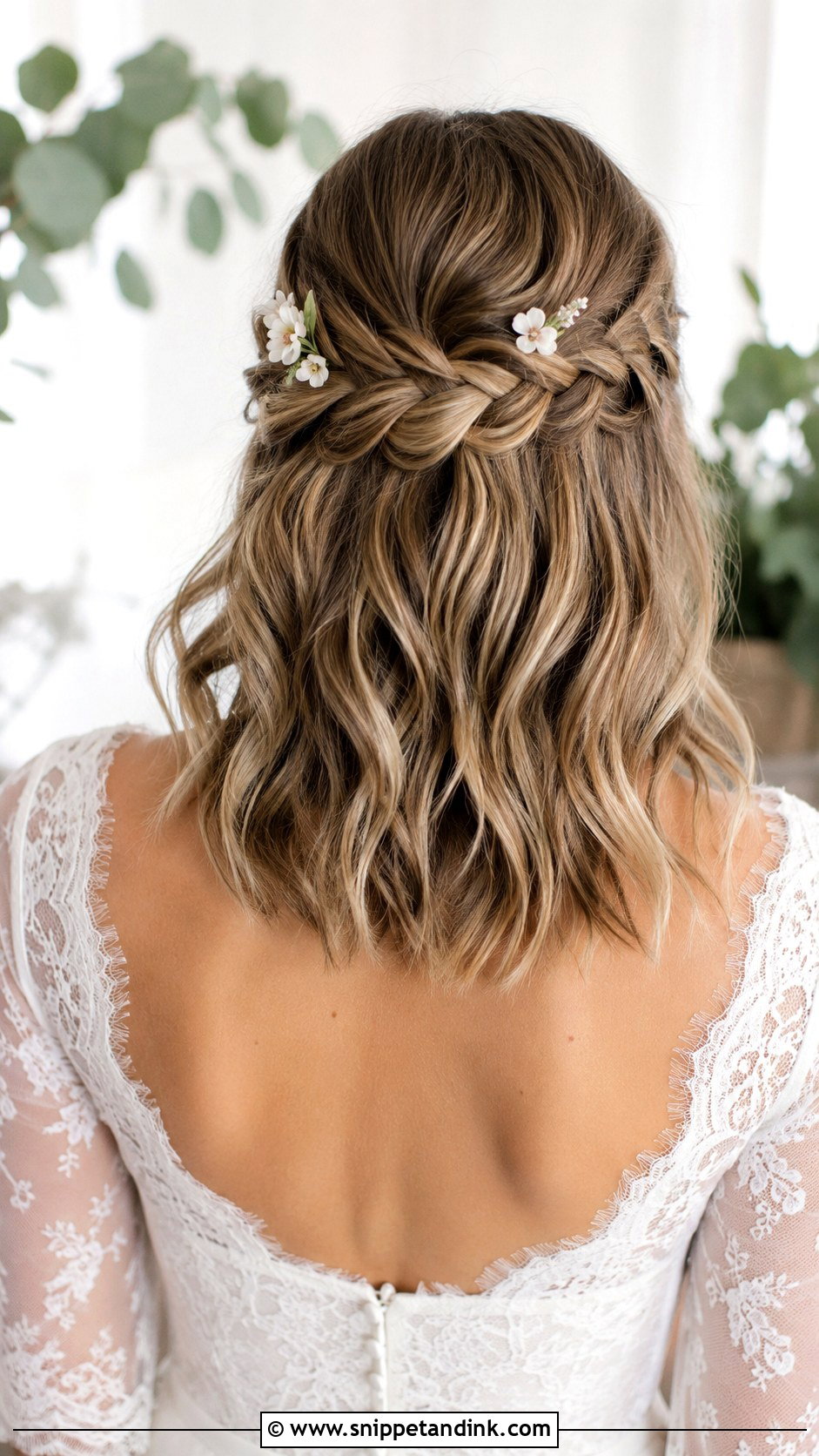 Mid Length Half Up Half Down Wedding Hair With Braid - Snippet and Ink - 15 Mid Length Half-Up Half-Down Wedding Hair Ideas