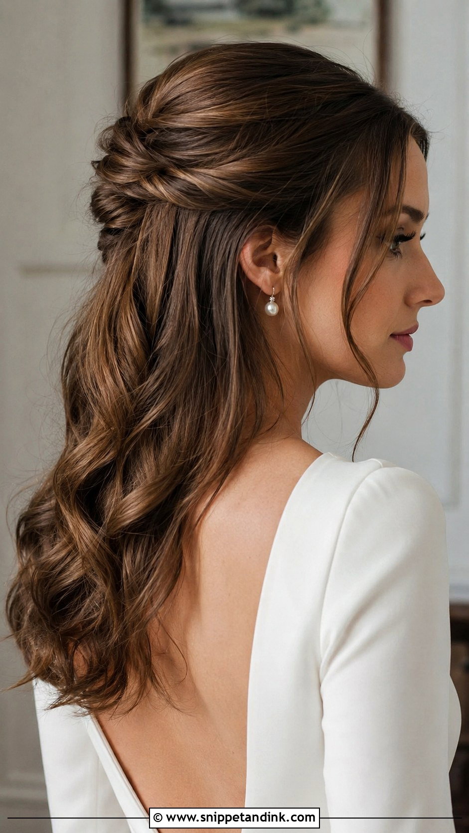 Mid Length Half Up Half Down Wedding Hair With Twists - Snippet and Ink - 15 Mid Length Half-Up Half-Down Wedding Hair Ideas