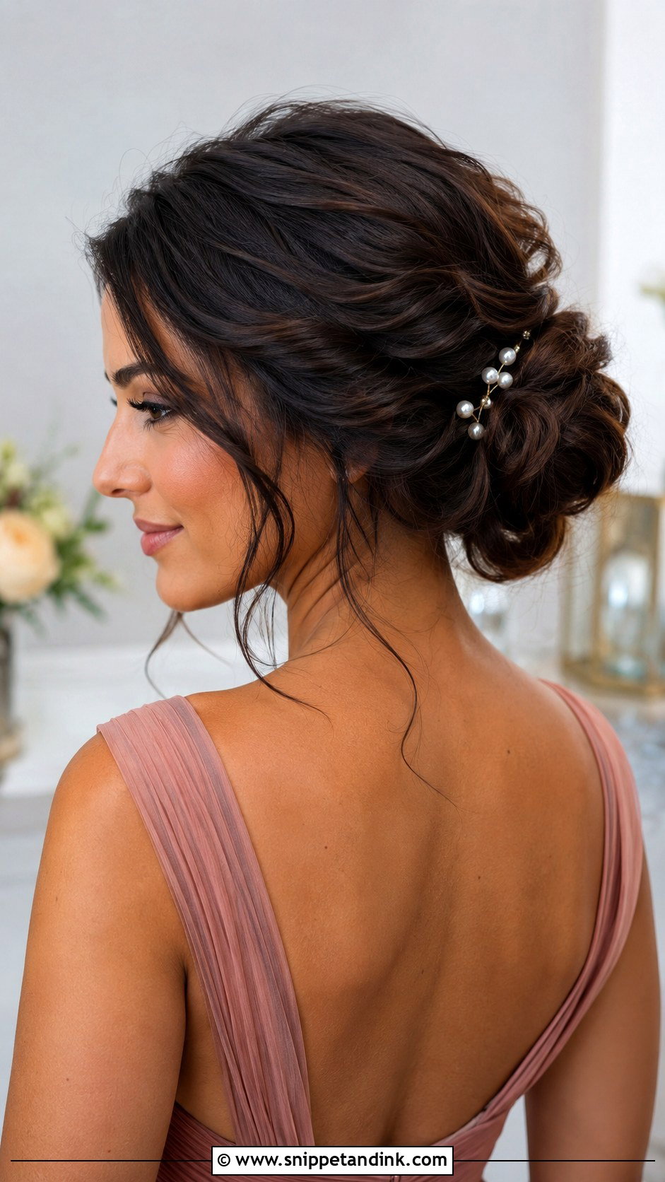 Mid Length Textured Chignon Wedding Guest Hair - Snippet and Ink - 15 Wedding Guest Hair Mid Length Ideas