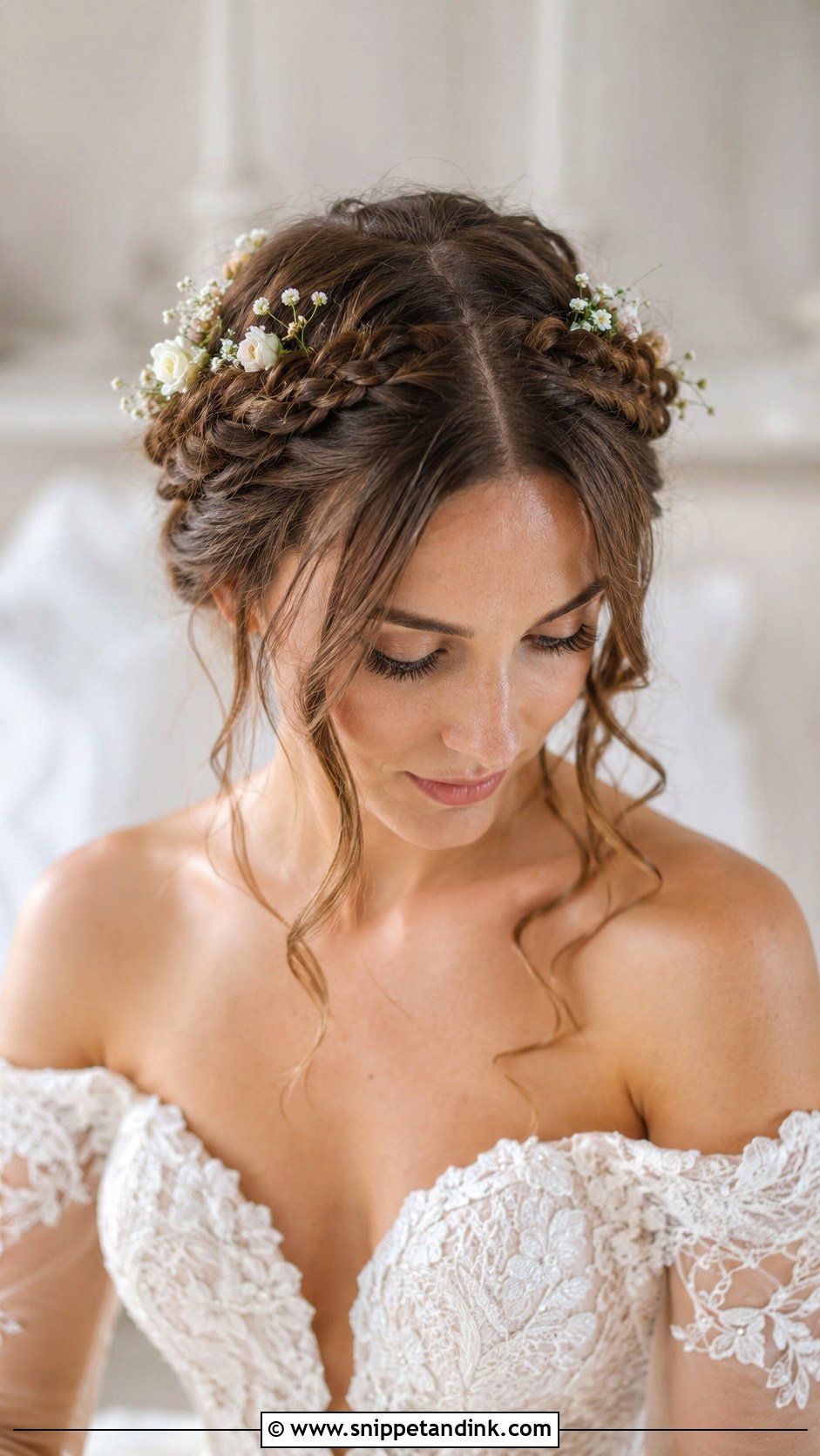 Middle Part Braided Crown - Snippet and Ink - 20 Middle Part Wedding Hairstyles