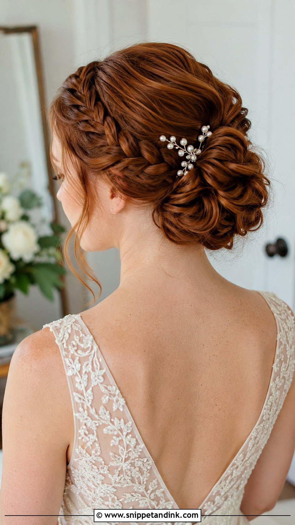 Middle Part Bridal Braided Bun - Snippet and Ink - 15 Middle Part Bridal Hairstyles
