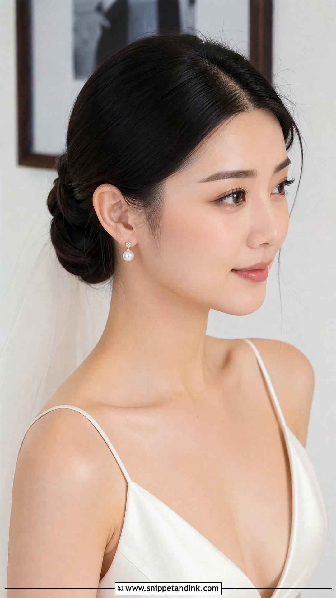 Middle Part Bridal Bun - Snippet and Ink - 15 Bride Bun Hairstyles Wedding Day