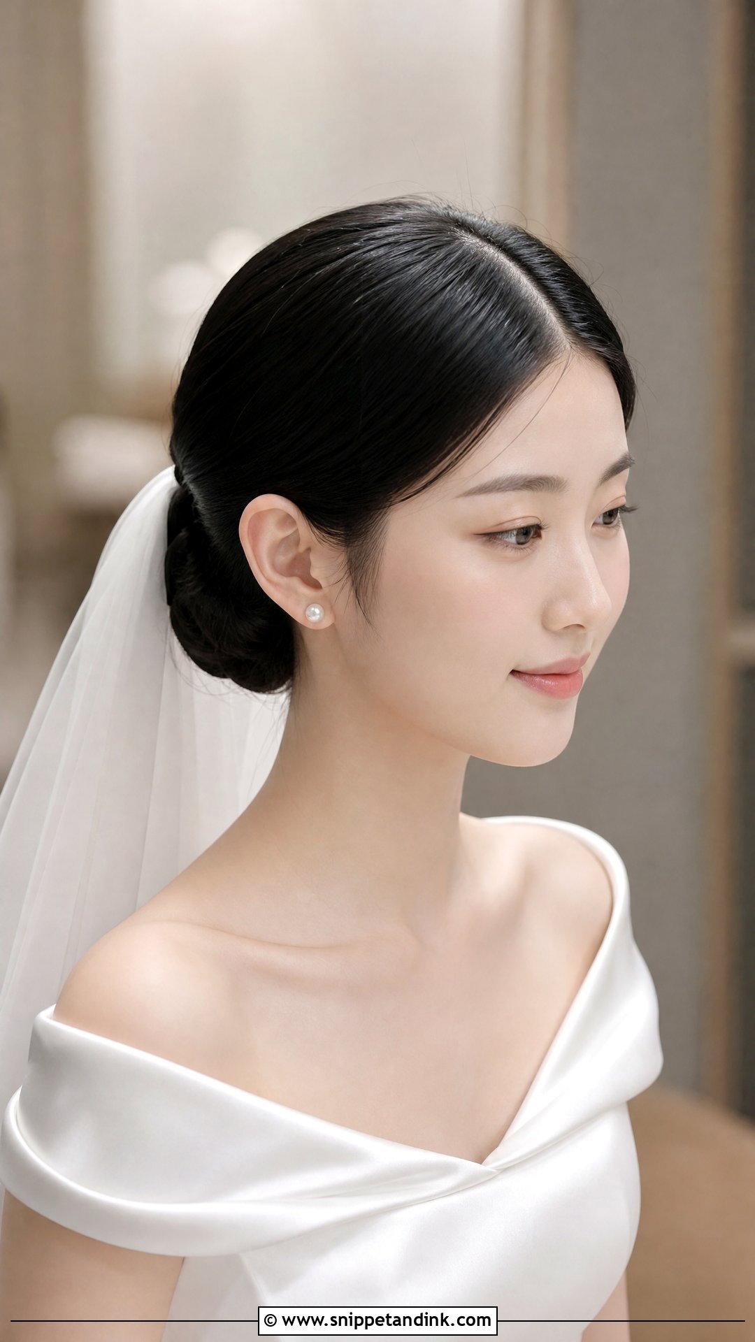 Middle Part Bridal Bun - Snippet and Ink - 15 Bridal Hair Pulled Back Ideas