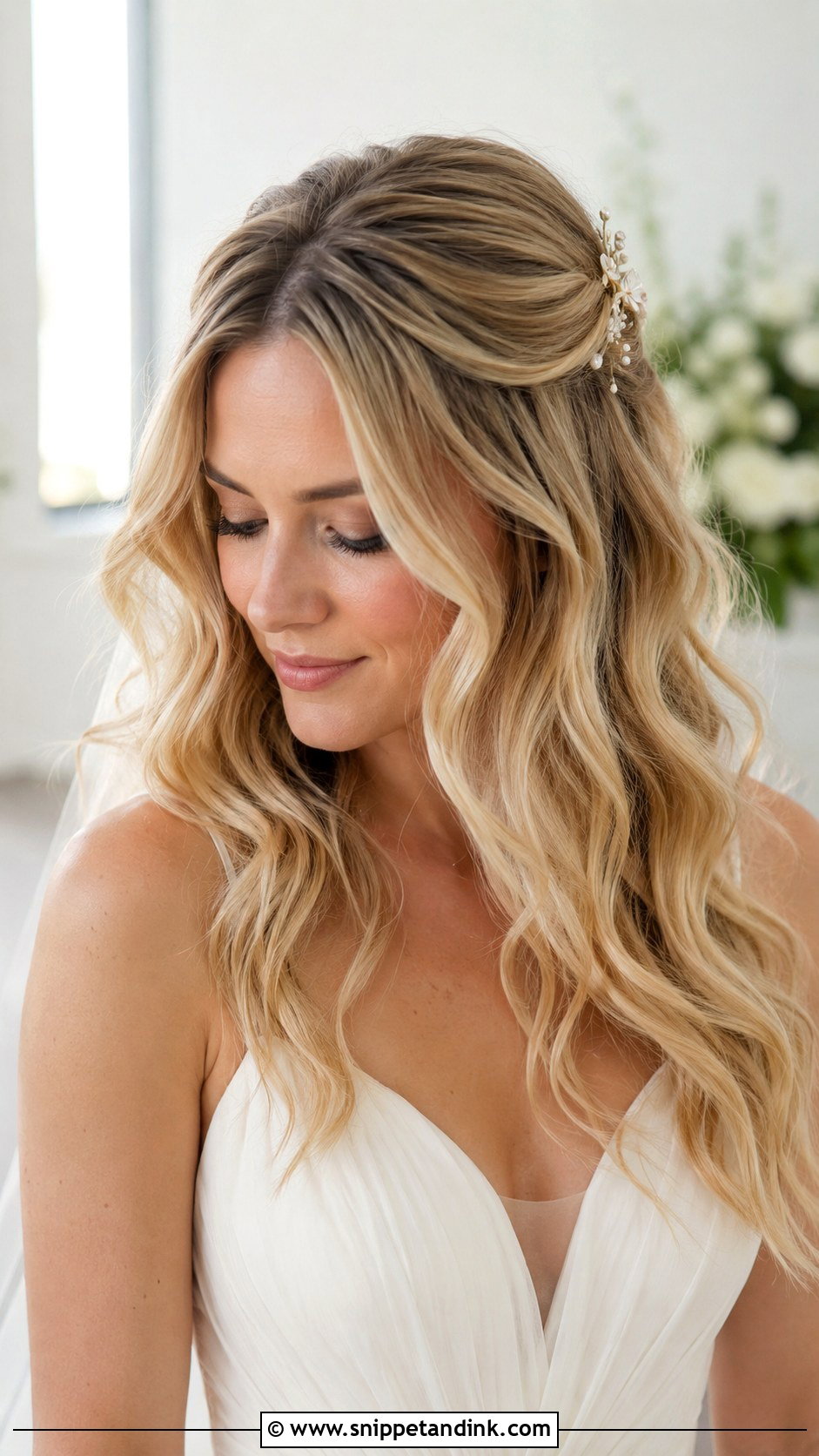 Middle Part Bridal Loose Waves - Snippet and Ink - 15 Middle Part Bridal Hairstyles
