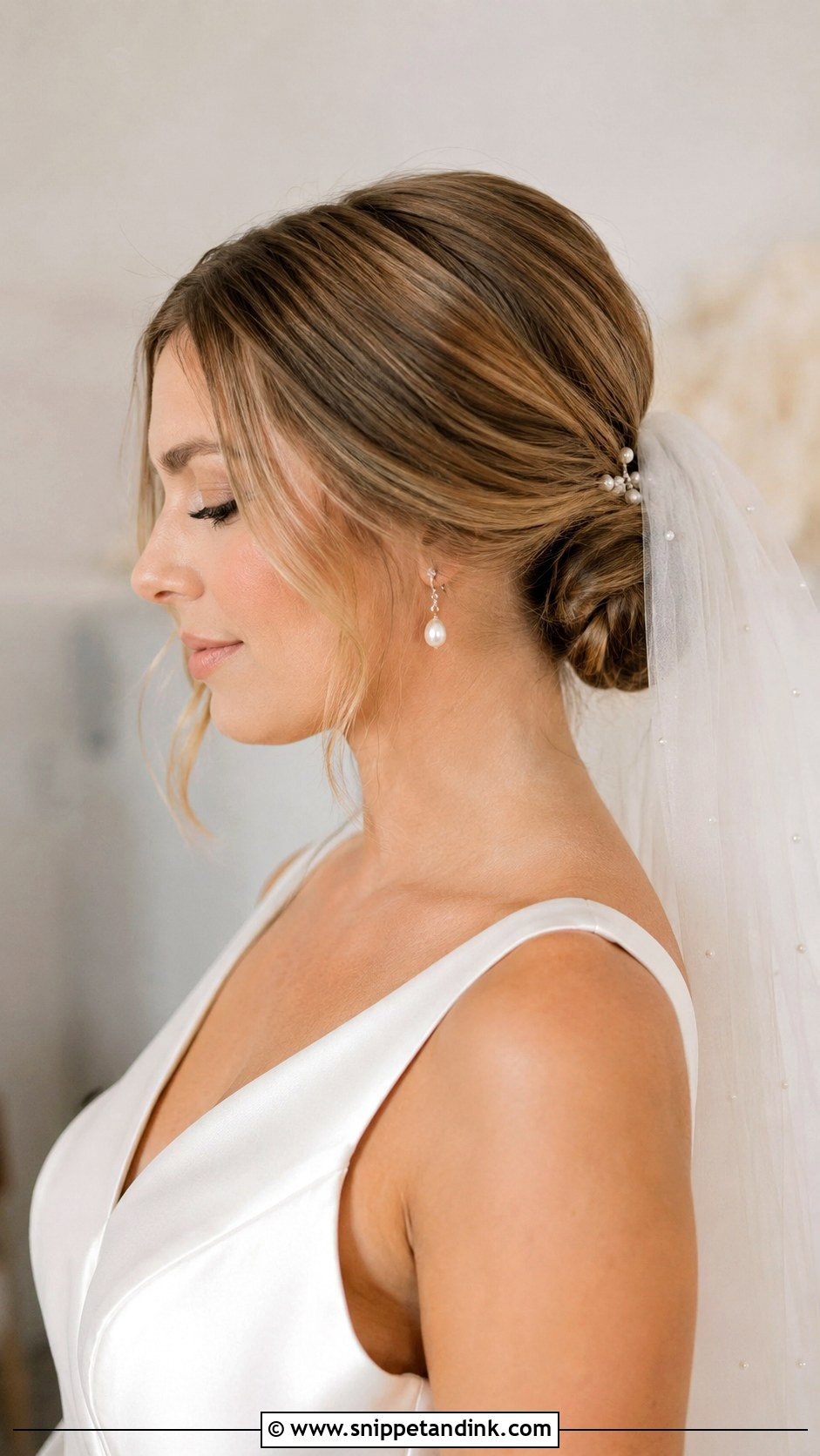 Middle Part Bridal Low Chignon - Snippet and Ink - 15 Middle Part Bridal Hairstyles