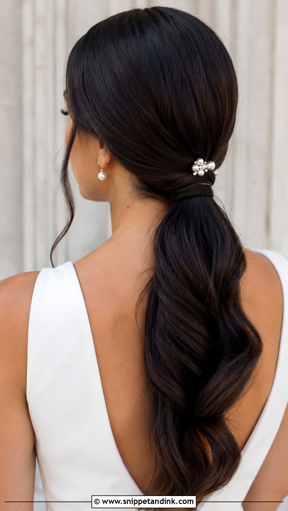 Middle Part Bridal Low Ponytail - Snippet and Ink - 15 Middle Part Bridal Hairstyles