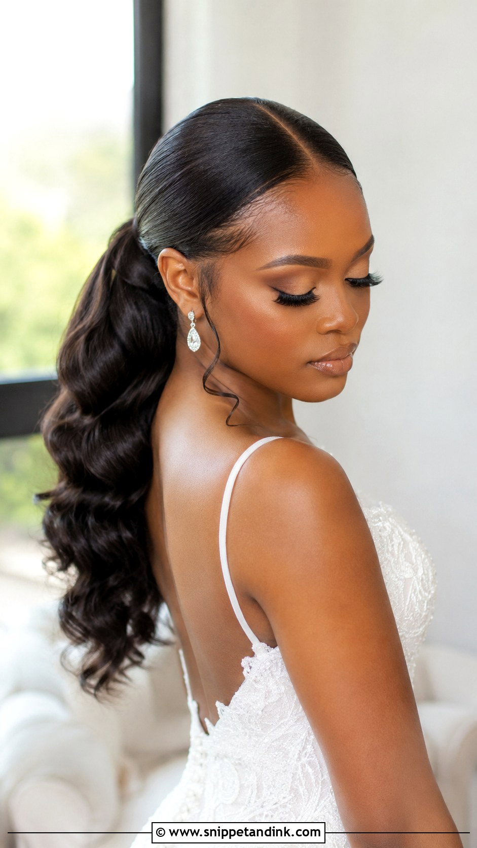 Middle Part Bridal Ponytail For Black Women - Snippet and Ink - 20 Bridal Ponytail Hairstyles Black Women