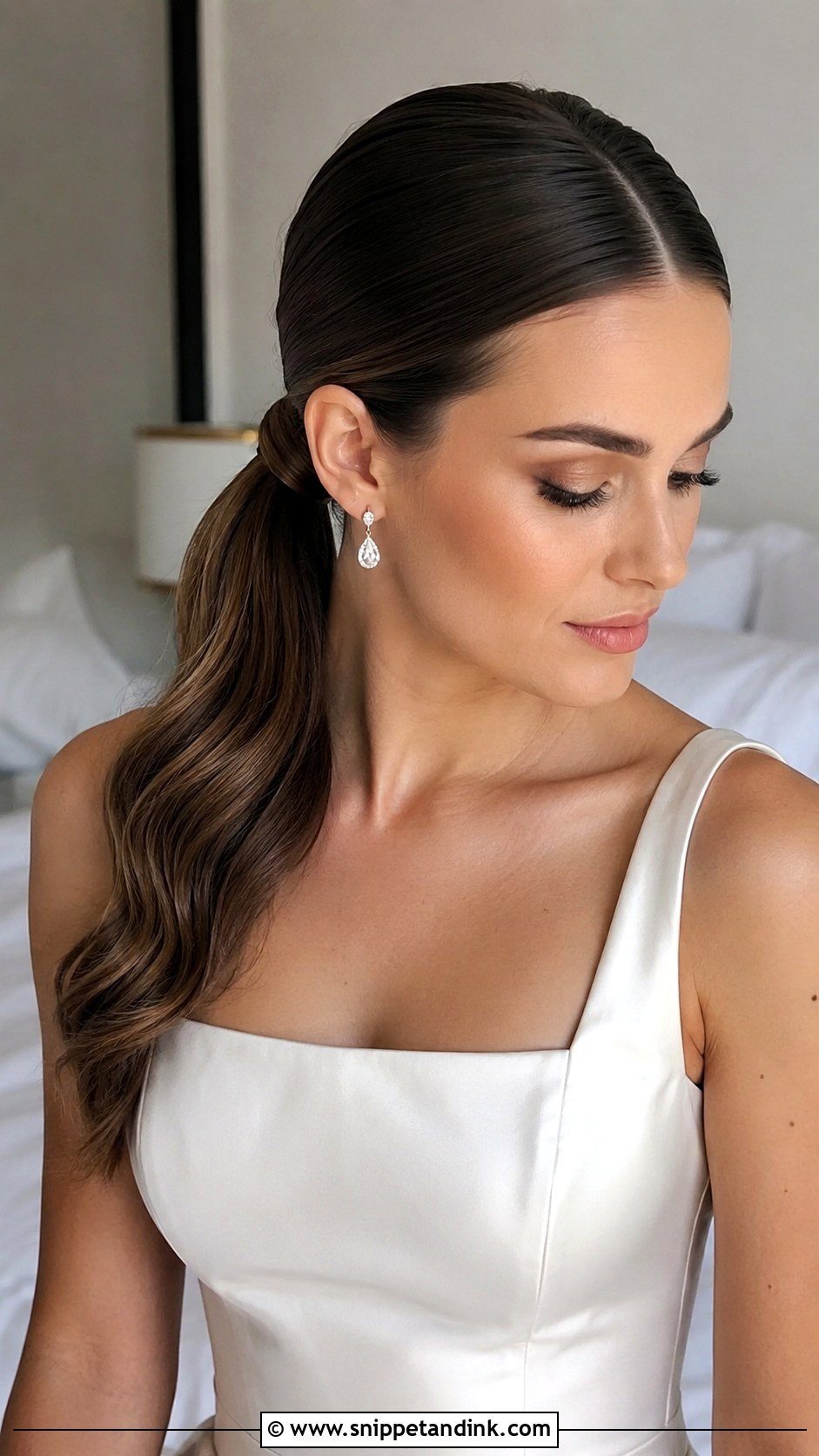 Middle Part Bridal Ponytail - Snippet and Ink - 20 Bridal Hair Pony Ideas