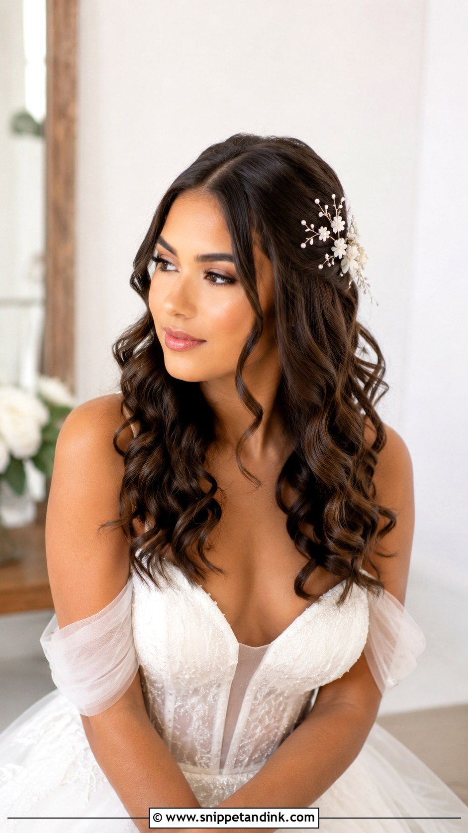 Middle Part Bridal Soft Curls - Snippet and Ink - 15 Middle Part Bridal Hairstyles